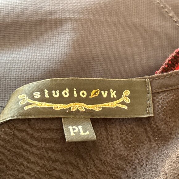 Vtg Studio VK Floral Kimono Cardigan Jacket Top Embroidered blk burg gold PL - Picture 9 of 9